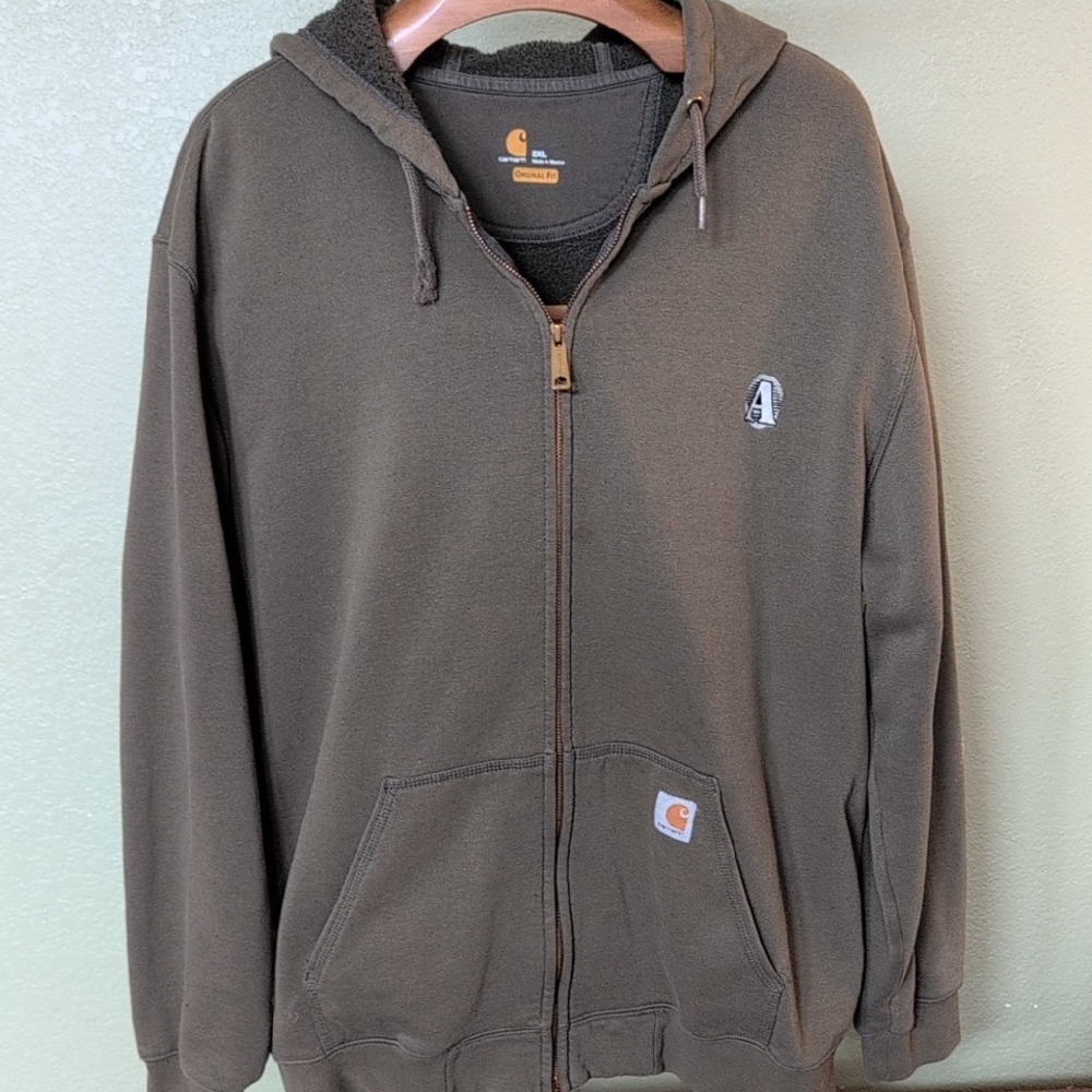 Carhartt Men's Brown Hooded Zip-Up Sweater
